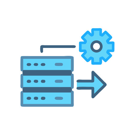 Data server configuration process with arrow and gear iconのイラスト素材