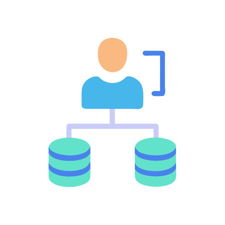Flat illustration of database manager with server connection iconのイラスト素材