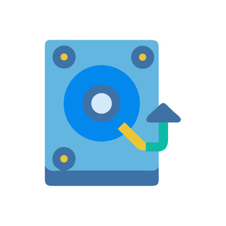 Hard drive data recovery icon with upload arrow conceptのイラスト素材