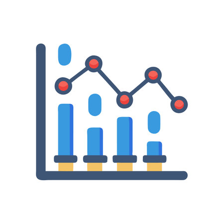 Line and Bar Chart Symbol with Downward Trend Indicatorのイラスト素材