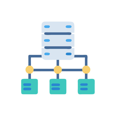 Network server data flow connection illustration on black backgroundのイラスト素材