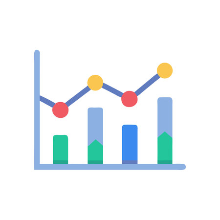 Colorful Bar Chart Illustrating Business Data and Trendsのイラスト素材