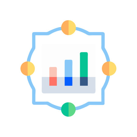 Colorful graph connecting nodes showcasing growth dataのイラスト素材