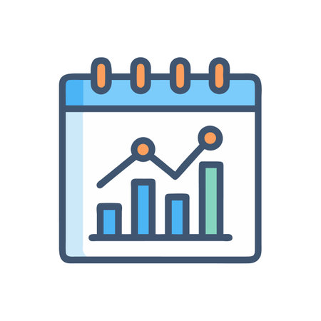 Calendar showing chart graph for business planning and growthのイラスト素材