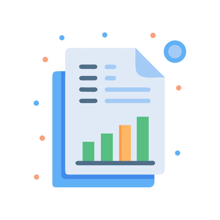 Data analysis report showing growth in bar graph formのイラスト素材