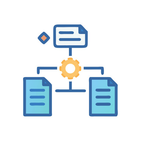 Workflow automation icon illustrating document process with gear symbolのイラスト素材