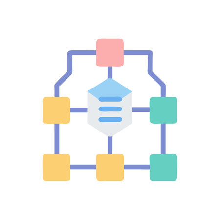Data flow chart with server and multiple databasesのイラスト素材