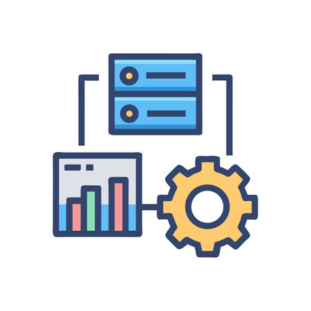 Database management flat line icon. Vector illustration, Editable stroke.のイラスト素材