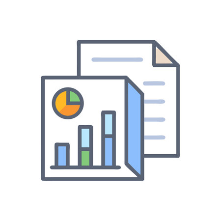 Data report visualization using charts and documents illustrationのイラスト素材