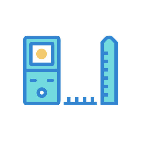 Blue handheld game console with ruler on black backgroundのイラスト素材