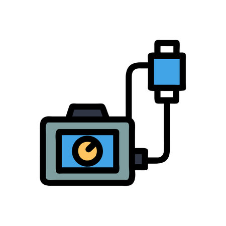 Camera flat vector icon on black background for graphicのイラスト素材