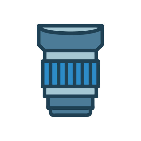 Simple camera lens icon on black studio backgroundのイラスト素材