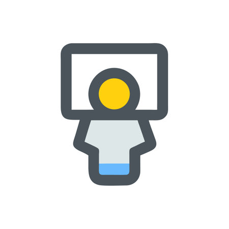 Abstract icon illustration of human figure holding banner aloftのイラスト素材