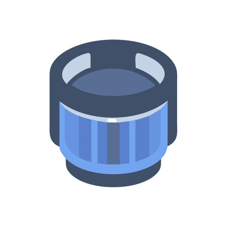 Isometric cylinder shape with blue hues on black backgroundのイラスト素材