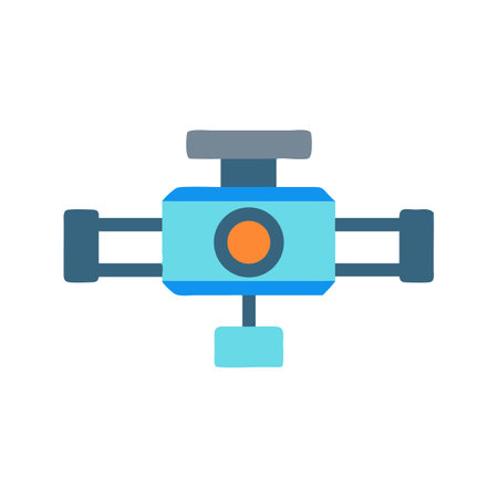 Abstract geometric device illustration with industrial machine representation isolatedのイラスト素材