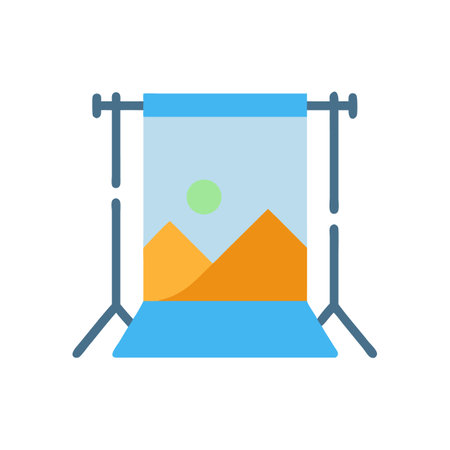 Photography backdrop stand with landscape image in flat designのイラスト素材