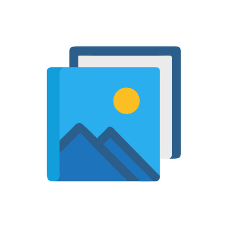 Minimalist picture icon depicting mountains and sun landscapeのイラスト素材