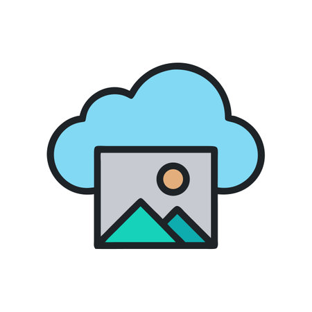 Cloud with image, mountains and sun vector iconのイラスト素材