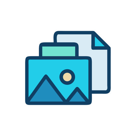 Digital image file icon with document isolated on black