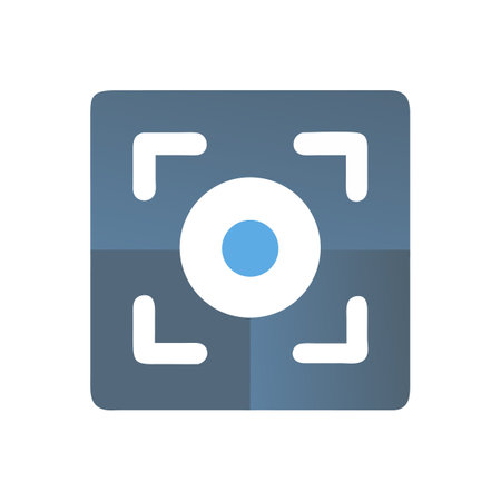 Geometric camera focus point icon on solid black backgroundのイラスト素材