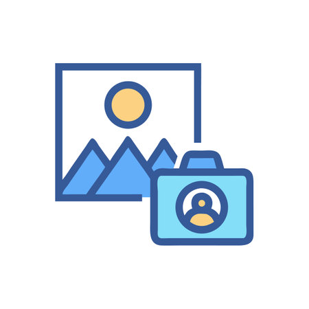 Professional stock photography and social media profile management conceptのイラスト素材