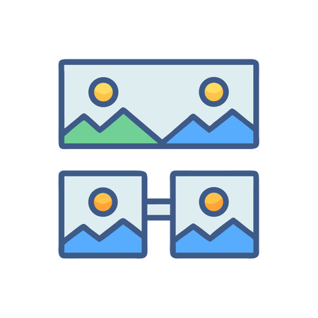 Arrangement of four landscape photos on black backdropのイラスト素材