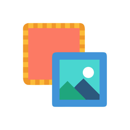 Layered presentation with geometric landscape art in bright colorsのイラスト素材