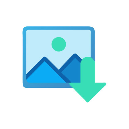 Stylized image download icon with landscape symbol within boxのイラスト素材