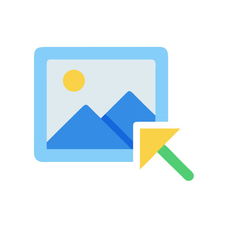 Picture selection icon featuring landscape and pointer elementのイラスト素材