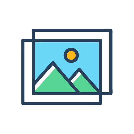 A stacked landscape image icon with stylized mountains designのイラスト素材