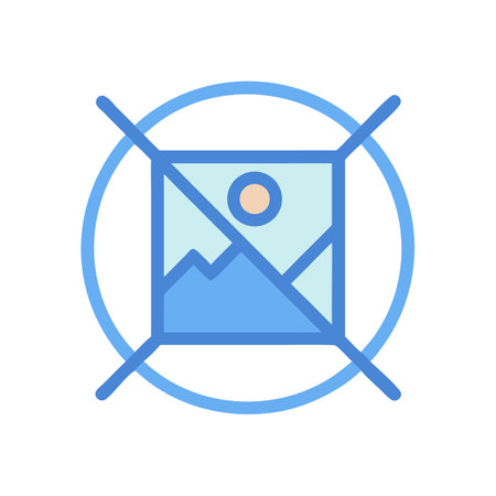 Unavailable stock image symbol with mountain landscape in a circleのイラスト素材