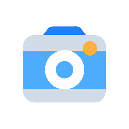 Simple flat design camera icon on black background squareのイラスト素材