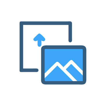 Abstract image upload icon, graphic design, blue hues