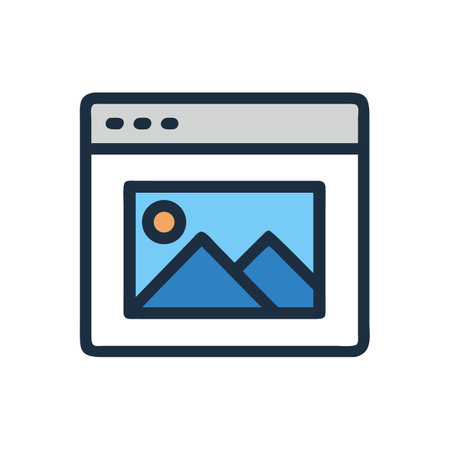 Browser window with landscape illustration in blue tones