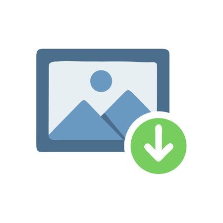 Image Download Icon Illustration with Mountains and Sun Designのイラスト素材