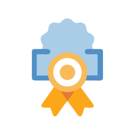 award medal with ribbon icon over white background. colorful design. vector illustrationのイラスト素材