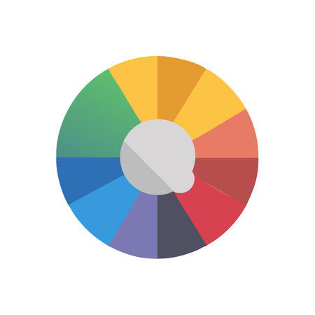 Colorful segmented circle infographic chart against black background imageのイラスト素材