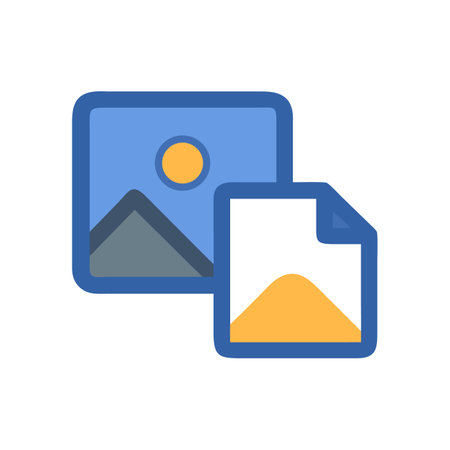 Two graphic file icons depicting a landscape image transferのイラスト素材