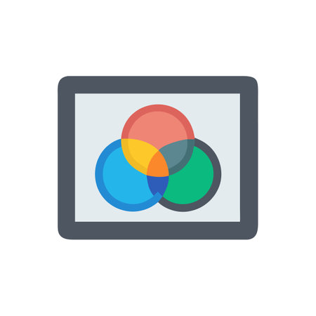 Overlapping Circles Graphic Illustration on Tablet with Black Backgroundのイラスト素材