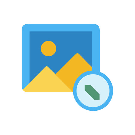 Image Editing Tool Icon with Landscape and Arrowのイラスト素材