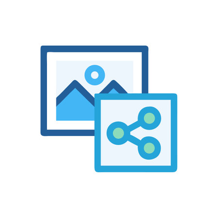 Image and Share icon graphic illustration on black background