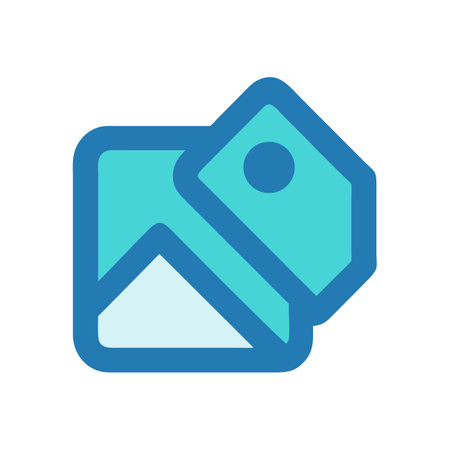 Stylized gallery icon with landscape and document flat design