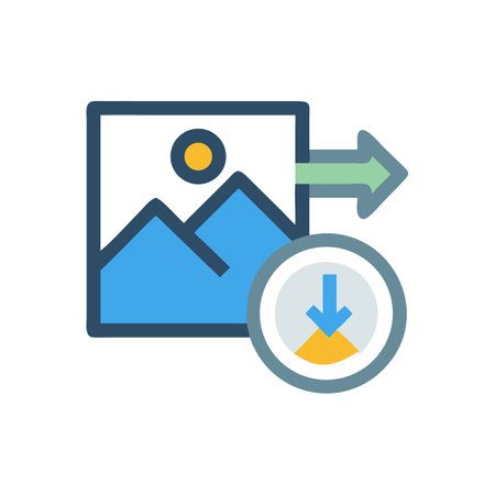 Icon depicting image transfer and downloading on black backgroundのイラスト素材