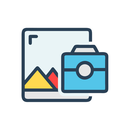 Camera icon with landscape image, photography concept and artのイラスト素材