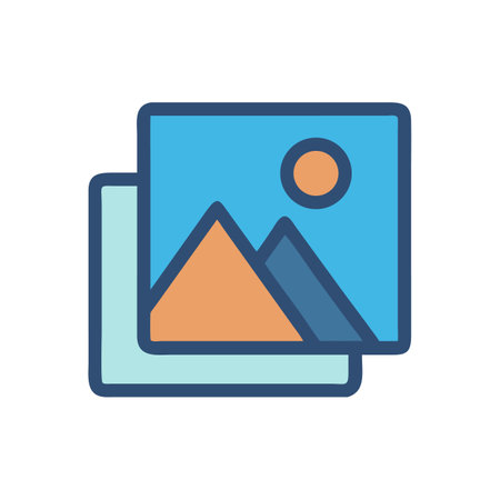 Stacked images featuring mountain landscape and sun illustration icon