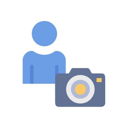 User icon with a camera, flat design styleのイラスト素材