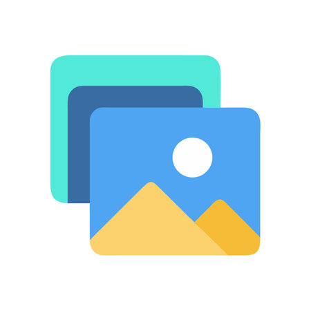 Flat design gallery icon with layered, landscape image