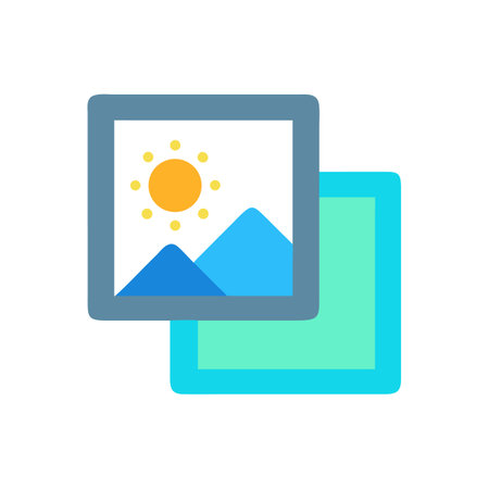 Overlapping pictures icons representing media or image editingのイラスト素材