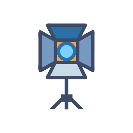 Studio light equipment icon centered on a black backgroundのイラスト素材