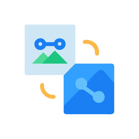 Data sharing network icon illustration on black background